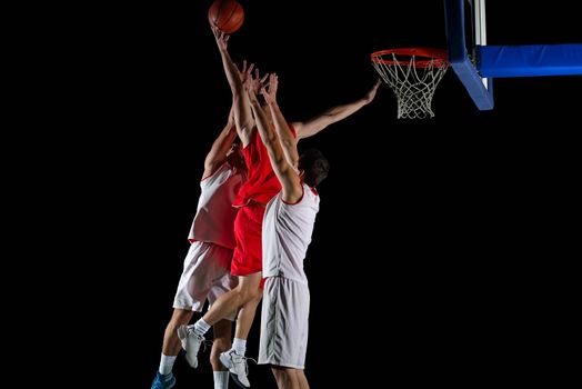 basketball game sport player in action isolated on black background