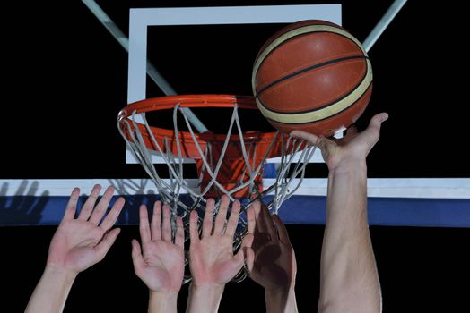 basketball game sport player in action isolated on black background