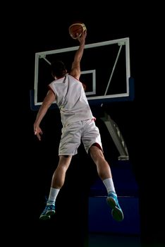 basketball game sport player in action isolated on black background