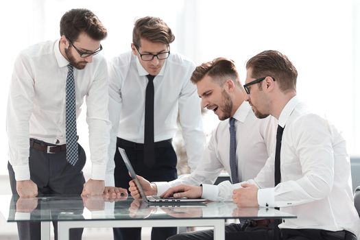 group of employees discussing the incoming information. the concept of teamwork