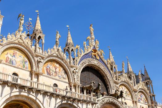 Exterior of Saint Mark Basilica. Concept of last minute tours to Venice and famous landmarks of Italy.