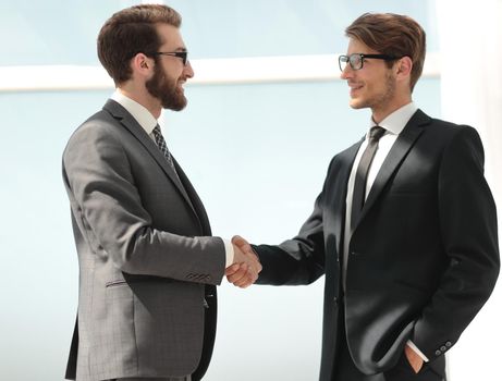 two business people shaking hands .photo with copy space