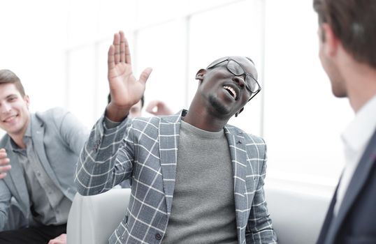 business colleagues make a welcome gesture with their fists. the concept of solidarity