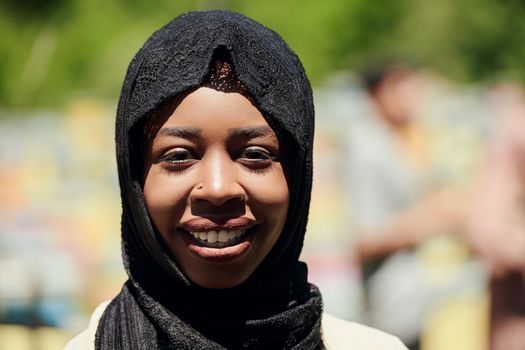 black african businesswoman portrait  wearing traditional Islamic clothes