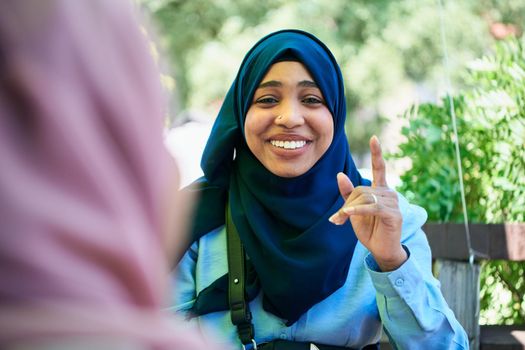 black african businesswoman portrait  wearing traditional Islamic clothes