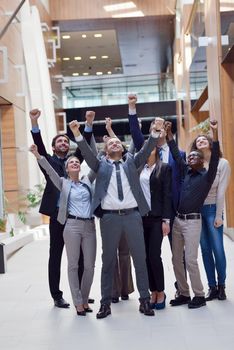 young multi ethnic business people group walking standing and top view