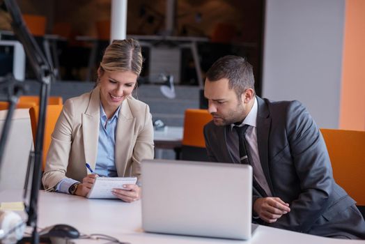 young business people group have meeting and working in modern bright office indoor