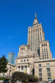 Warsaw / Poland - April 03 2019. Palace of Culture and Science in the city center