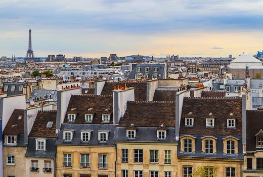 Aerial view of Paris city. France. April 2019