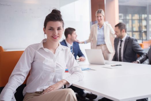 young business people group have meeting and working in modern bright office indoor