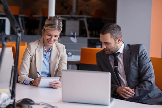 young business people group have meeting and working in modern bright office indoor