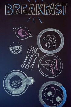 chalkboard design  with breakfast drawings