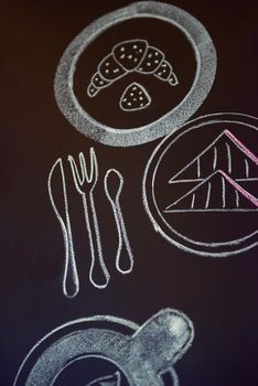 chalkboard design  with breakfast drawings