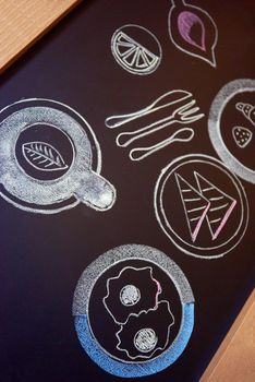 chalkboard design  with breakfast drawings