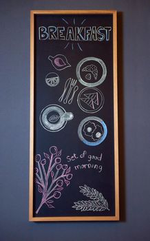 chalkboard design  with breakfast drawings