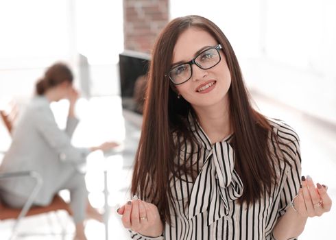 Executive business women in the blurred background .photo with copy space.