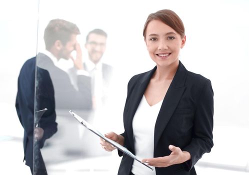 young business woman with clipboard.the concept of planning