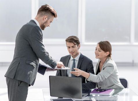 employees in the workplace in the office.photo with copy space