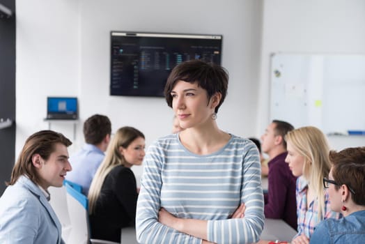 Portrait Of Successful Businesswoman Entrepreneur At Busy startup Office