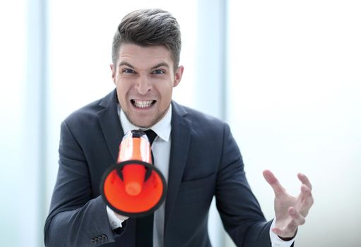 Crying emotional businessman screaming isolated on white. Human emotions, facial expression concept.