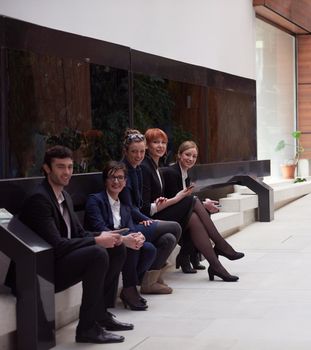 young business people group have meeting and working in modern bright office indoor