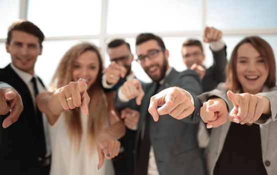 close up.a group of young business people pointing at you.the concept of choice