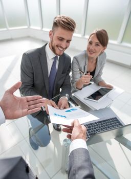 business team discussing a financial report.business concept