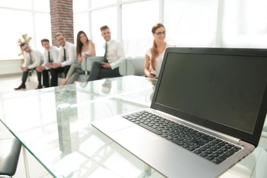 open laptop on office Desk.business and technology