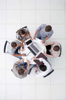 top view.business team making a financial report.photo with copy space