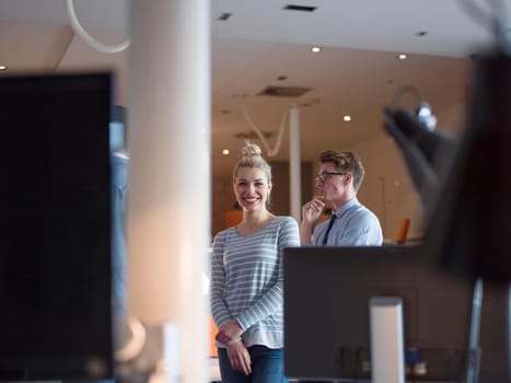 Portrait of startup business couple in a modern office