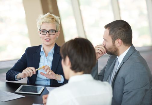 young business people group have meeting and working in modern bright office indoors