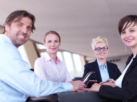 young business people group have meeting and working in modern bright office indoor