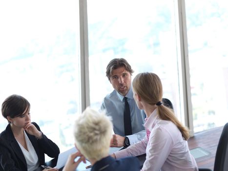 young business people group have meeting and working in modern bright office indoor