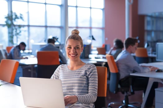 Young female Entrepreneur Freelancer Working Using A Laptop In Coworking space