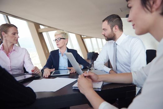 young business people group have meeting and working in modern bright office indoors