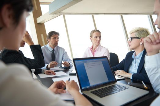 young business people group have meeting and working in modern bright office indoors