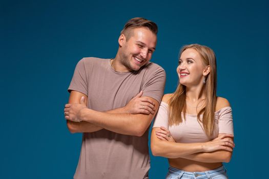 Picture of two friends standing next to each other. They finally decided to start business together. Best friends are ready to overcome everything to reach the goal