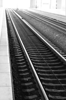 Railway tracks as a close-up