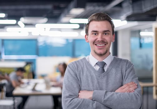 Portrait Of Successful Businessman Entrepreneur At Busy startup Office