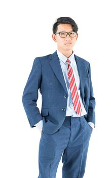 Young business men portrait in suit over white background