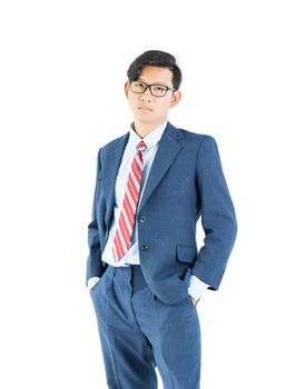 Young business men portrait in suit over white background