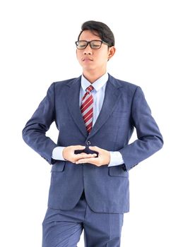 Young asian business men portrait in suit isolated over white background