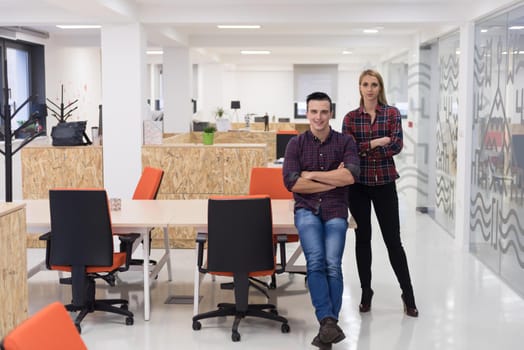 portrait of creative business people group in modern startup office interior