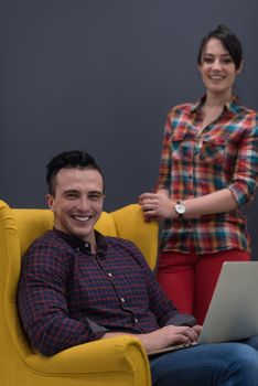 portrait of creative business people group in modern startup office interior