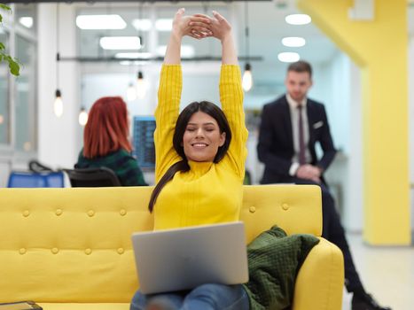 business woman at work  in creative modern coworking startup open space office