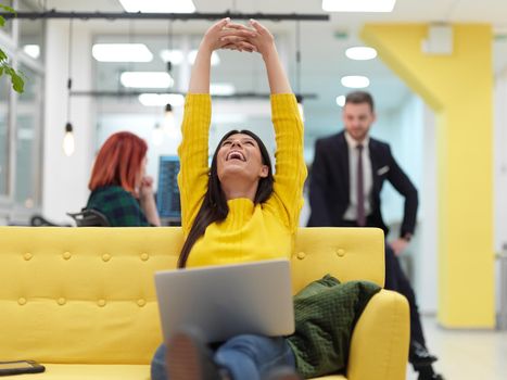 business woman at work  in creative modern coworking startup open space office