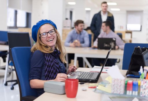 startup business, woman  working on laptop computer at modern office