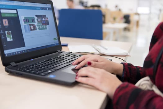 startup business, woman  working on laptop computer at modern office