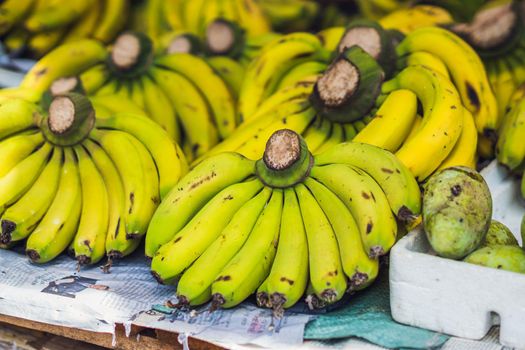 Bananas in the Vietnamese market. Asian cuisine concept.