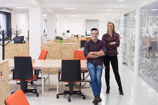 portrait of creative business people group in modern startup office interior